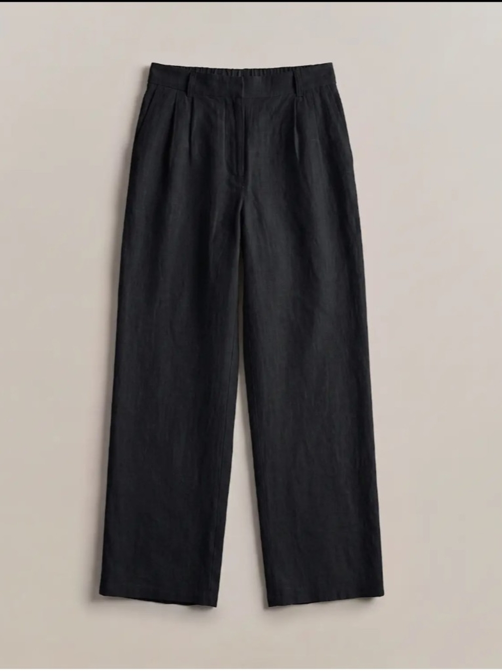 Quince Black Wide-Leg Linen-Blend Trousers